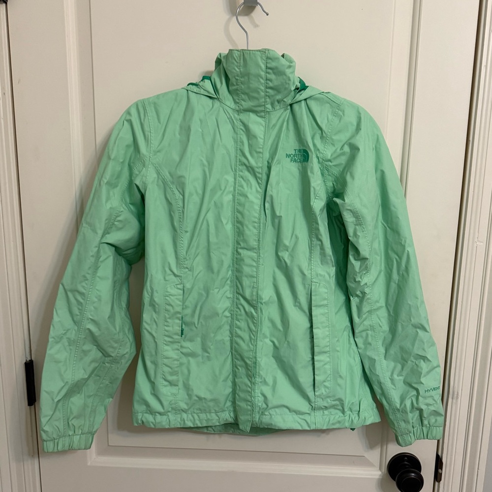Women’s North Face Mint Green HyVent Rain Jacket